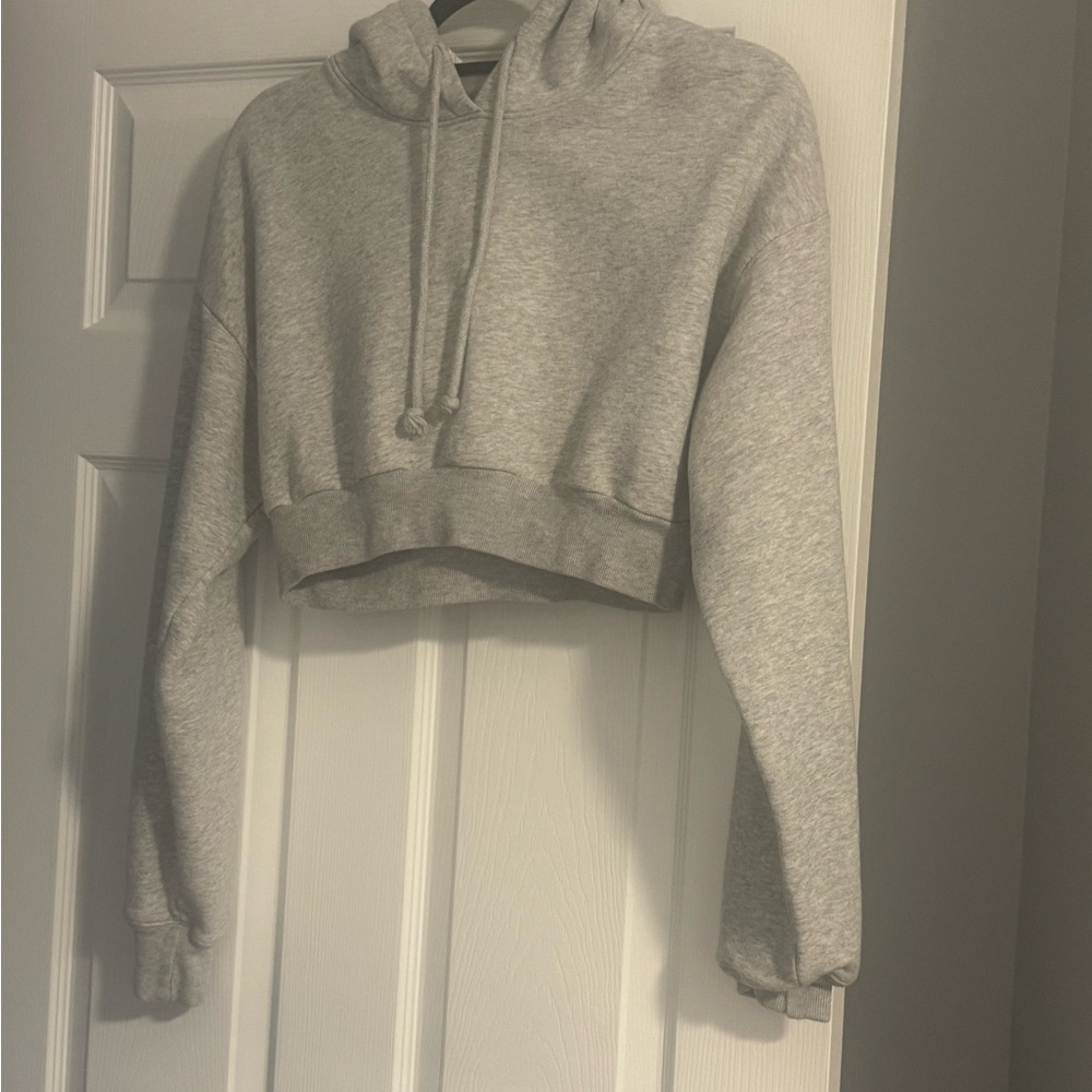 Aritzia Gray Cropped Long Sleeve Sweatshirt